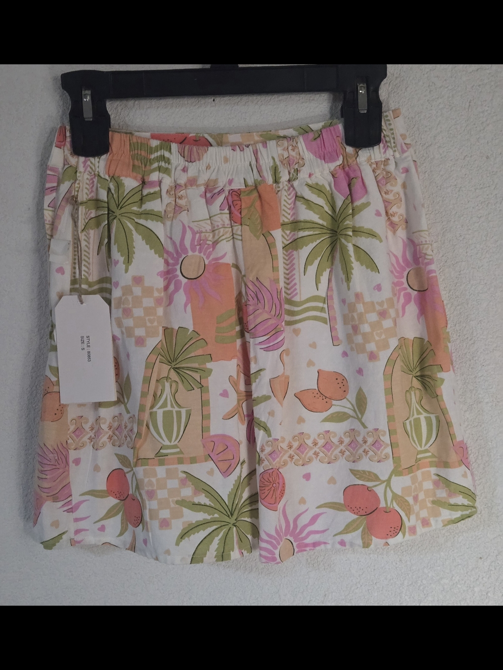 Tropical Floral Mini Skirt - Pink & Green - Picture 8 of 9